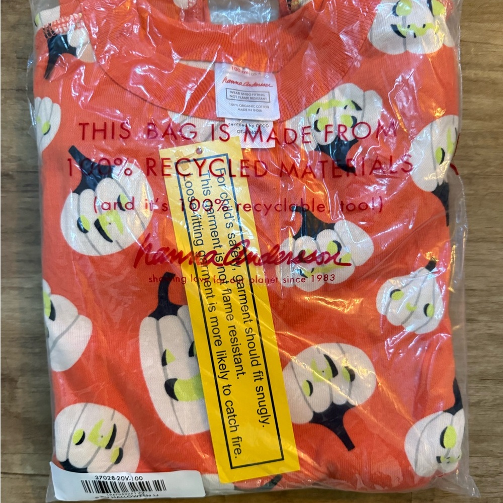 Hanna Andersson Orange Pumpkin Glow-in-the-Dark Kids Pajama Set